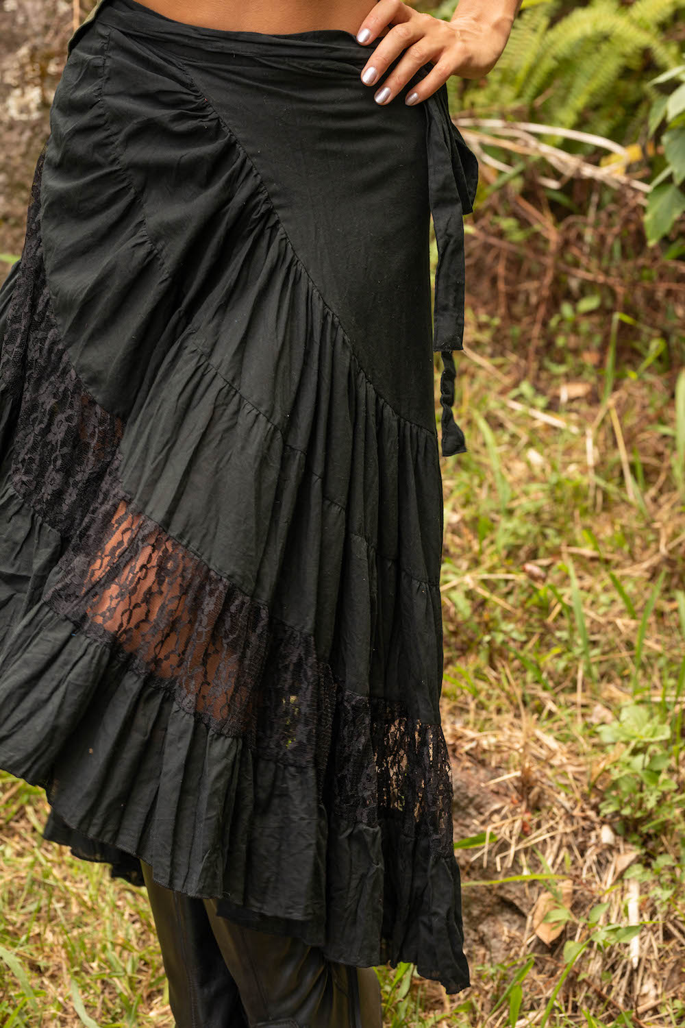 Black lace gypsy skirt best sale