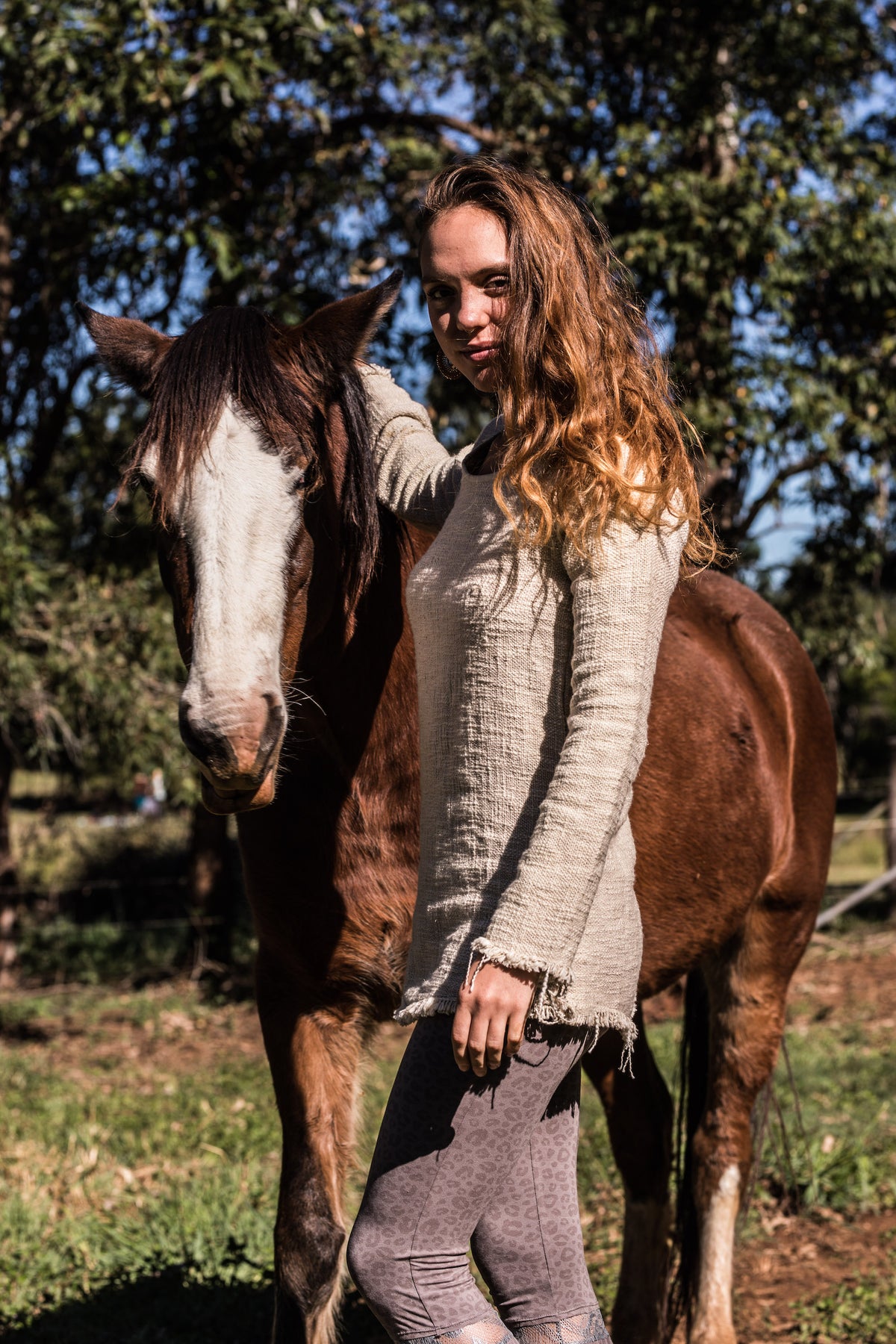 BACK TO NATURE LONG SLEEVE TOP NATURAL CREAM