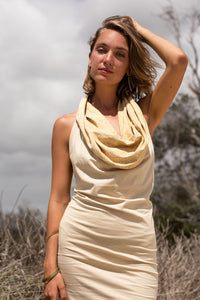 HOODED DESERT DRESS CREAM