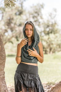 SAGE HOODED TOP in GREEN