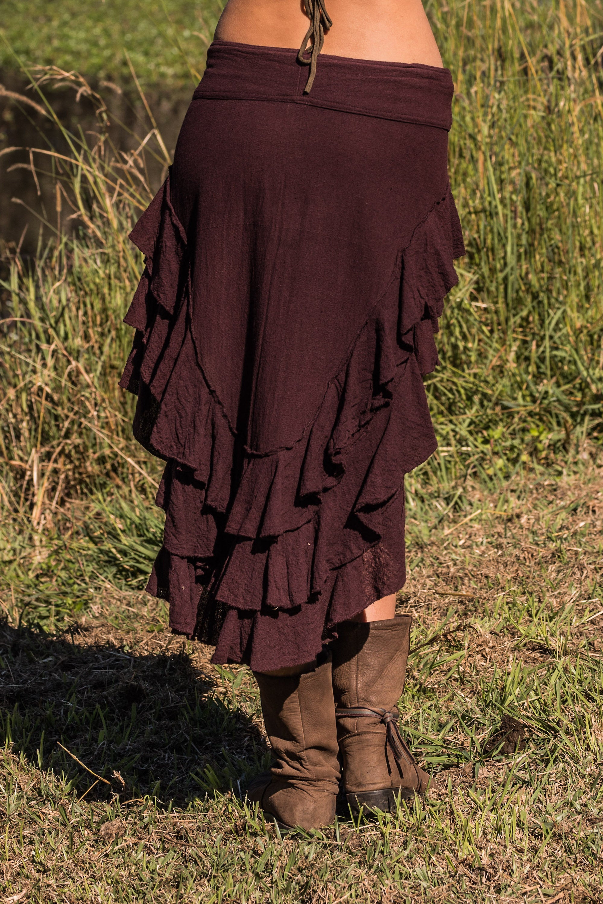 Ruffle Skirt In Brown Etnix Byron Bay